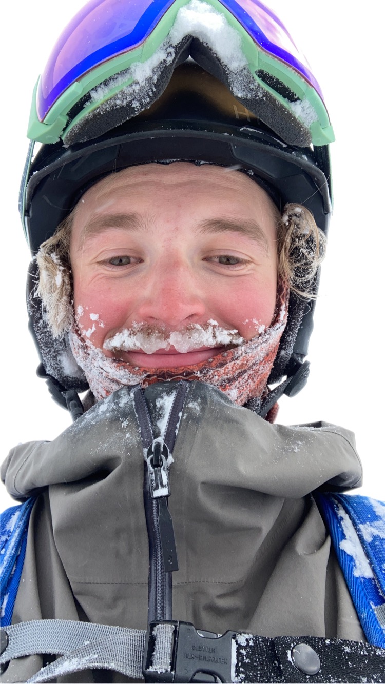 Man with snow on beard