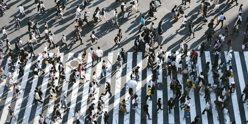 People in Shinjuku crosswalk